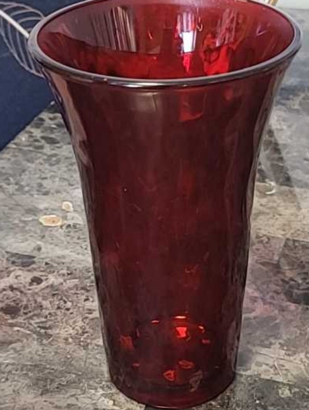 Ruby Red Glass Flared Vase -